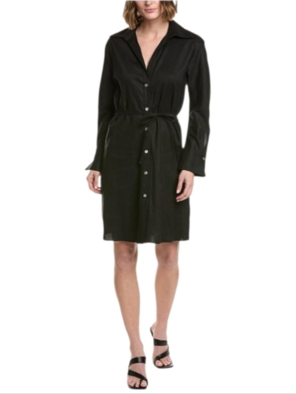 Vince Linen Blend Tie Waist Shirt Dress NWT